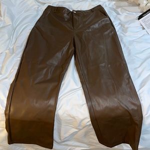 Brown leather pants